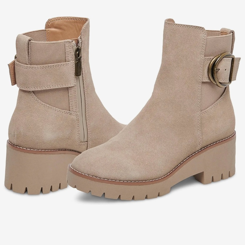 New! Blondo Dakota Waterproof Ankle Bootie Sz9 Sand Suede Color Comfortable